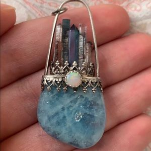 Opal, Aquamarine, Quartz Pendant